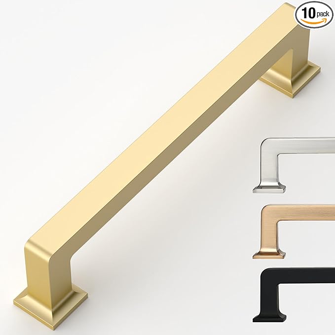 10 Pack 5 Inch Gold Cabinet Pulls - Kitchen Handles for Cabinets