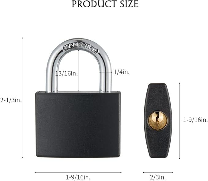 Covered Aluminum Padlock with Key, 8 Pack 1-9/16" Padlocks with Same Key，Key Lock for Outdoors
