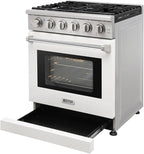 30 inch Professional Freestanding Pro-Style Natural Gas Range or Liquid Propane Gas Range with 5 Burners, 4.55 cu.ft. Oven Capacity, in Stainless Steel - KOS-30RG03M (White-01)