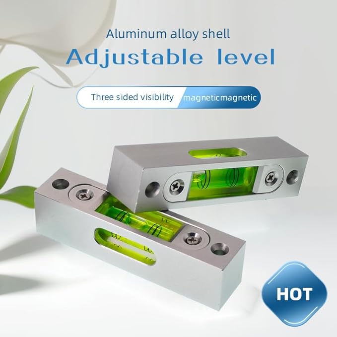 High precision aluminum alloy metal adjustable level bubble small square bar luminous magnetic length 66 hole pitch 56MM