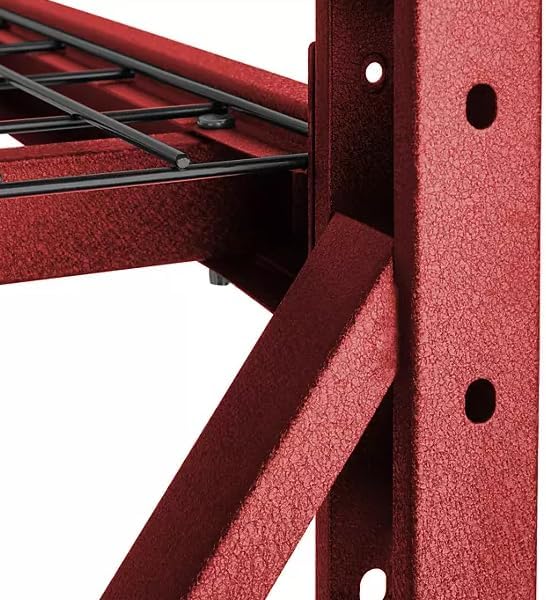 Heavy Duty Member Mark 4-Shelf Industrial Storage Rack, 77" W x 24" D x 72" H (Red, 2 Pack)