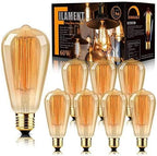 LUXON 8-Pack Edison Bulbs,Antique Vintage Style,Incandescent Light Bulb,Dimmable,Amber Warm 60W E26 Base for Wall Sconce Chandelier Retro Fixture