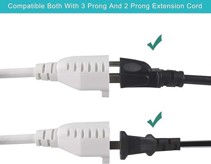 KUNCAN 4-Outlet Power Splitter Cord - 3 Prong 1 to 4 Way Male to Female Multi Plug Adapter, 1.5FT 16AWG 13A Y Style Extension Cord with Outlet Cover for Computer, LED Stage Light (White 1-Pack)