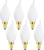 E12 Dimmable Candelabra Bulb 2700k Warm White Candle Light Bulb 40 Watt Small Base Frosted Chandelier Led Bulb E12 Bulbs 4W for Chandelier,Ceiling Fan,400lm,6 Pack