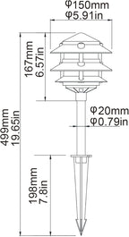 Lumina Lighting® Low Voltage Landscape Lighting Cast-Aluminum Pagoda Path and Area Light Warm White 4W G4 LED Bulb and ABS Ground Stake Included for Yard Walkway Lawn PAL0103-BKLED4 (Black,4-Pack)