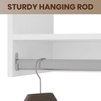 ROOMTEC Modular Closet System, 40" Wall-Mounted Closet Organizer with Hanging Rods, Wooden Tower for Walk-In Closets, Wardrobe Storage Kit, White