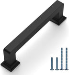 10 Pack 3.75"(96mm) Matte Black Cabinet Pulls Kitchen Cabinet Handles Drawer Pulls Cupboard Hardware for Cabinets CK0078