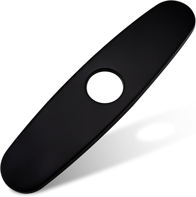 Faucet Plate, 10 Inch Sink Hole Cover, Faucet Deck Plate for 1 or 3 Hole Bathroom or Kitchen Sink Faucet Stainless Steel Escutcheon Plate Matte Black, Round