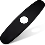 Faucet Plate, 10 Inch Sink Hole Cover, Faucet Deck Plate for 1 or 3 Hole Bathroom or Kitchen Sink Faucet Stainless Steel Escutcheon Plate Matte Black, Round