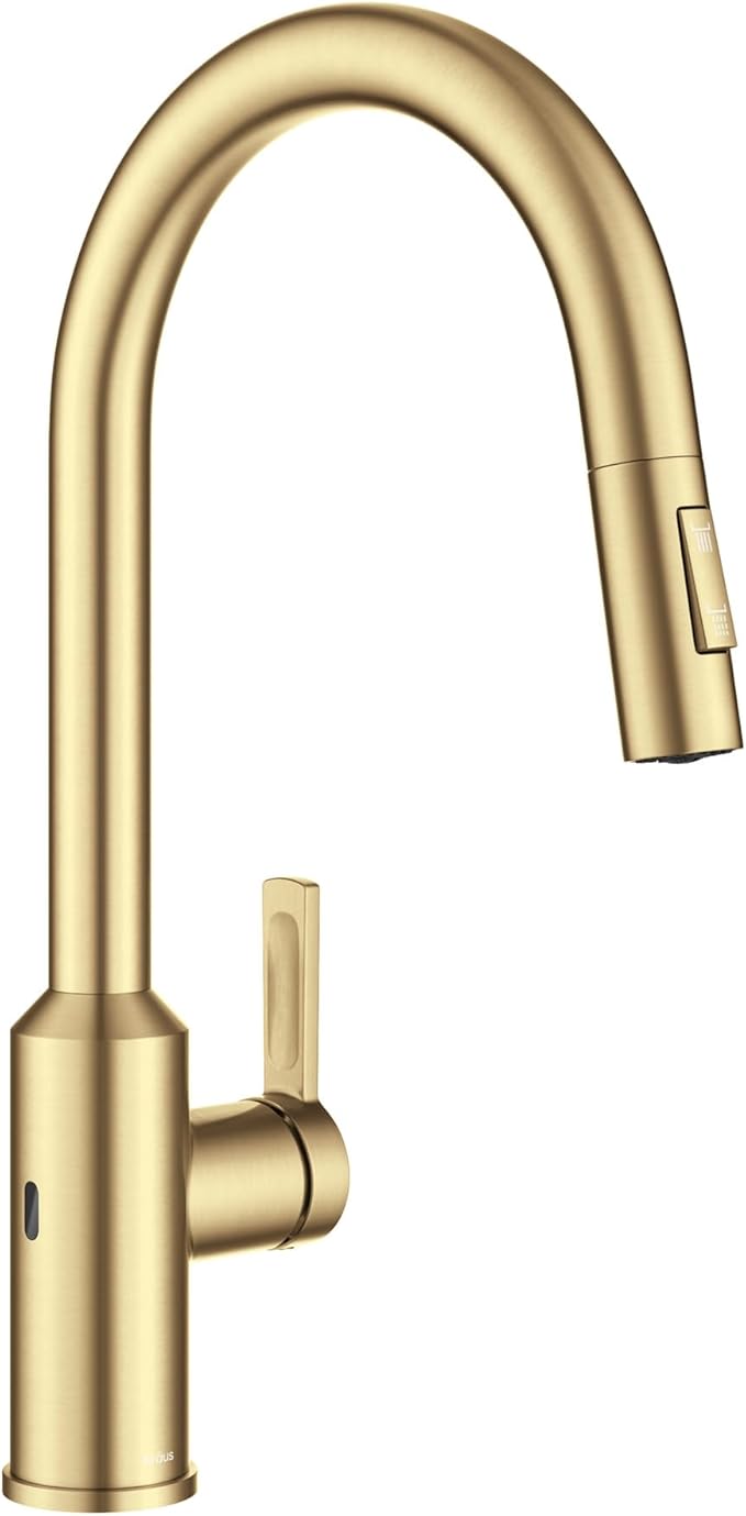 Kraus Oletto Kitchen Faucets Touchless Sensor Single Handle Pull-Down Sprayer in Brushed Brass, KSF-2830BB