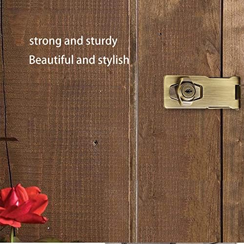 2 Packs Keyed Hasp Locks Twist Knob Keyed Locking Hasp for Small Doors, Cabinets and More,Stainless Steel Steel, Hasp Lock Catch Latch Safety Lock Door Lock with Keys (4inch, Bronze)