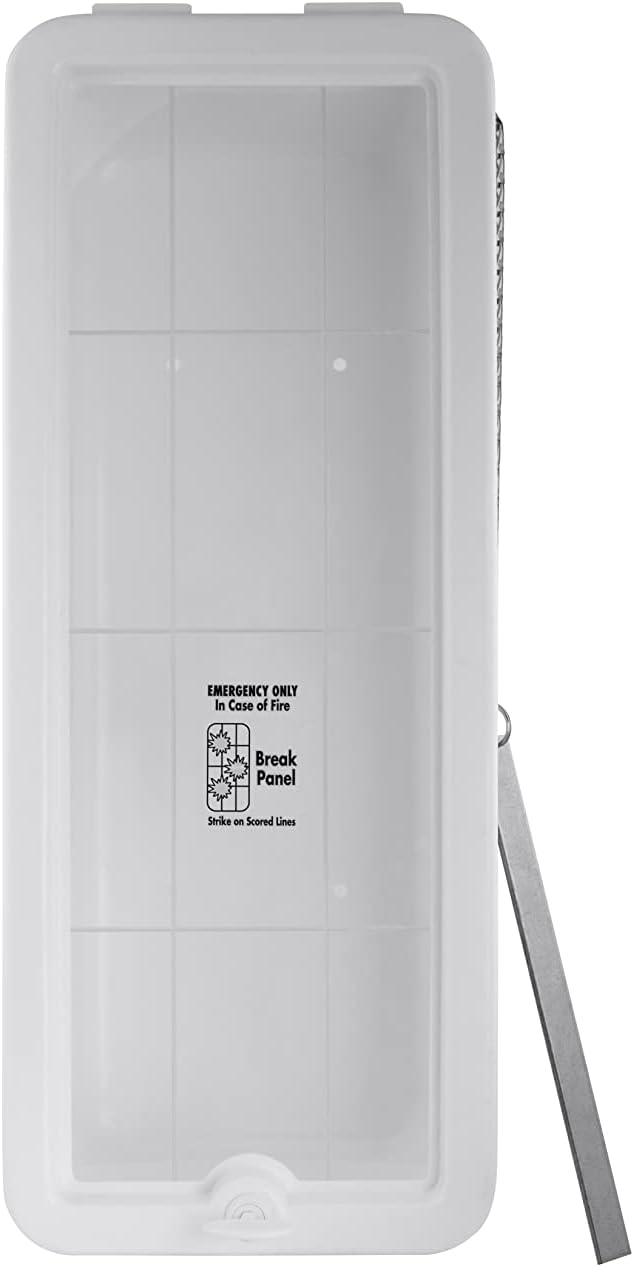 Fire Extinguisher Cabinet Fire Extinguisher Box Outdoor Fire Cabinet Mounted Fire Extinguisher Cabinet Fire Extinguisher Cover (White with Breaker Bar Attachment, Rx350, Plastic, 5 Pounds, 4, AKA1)