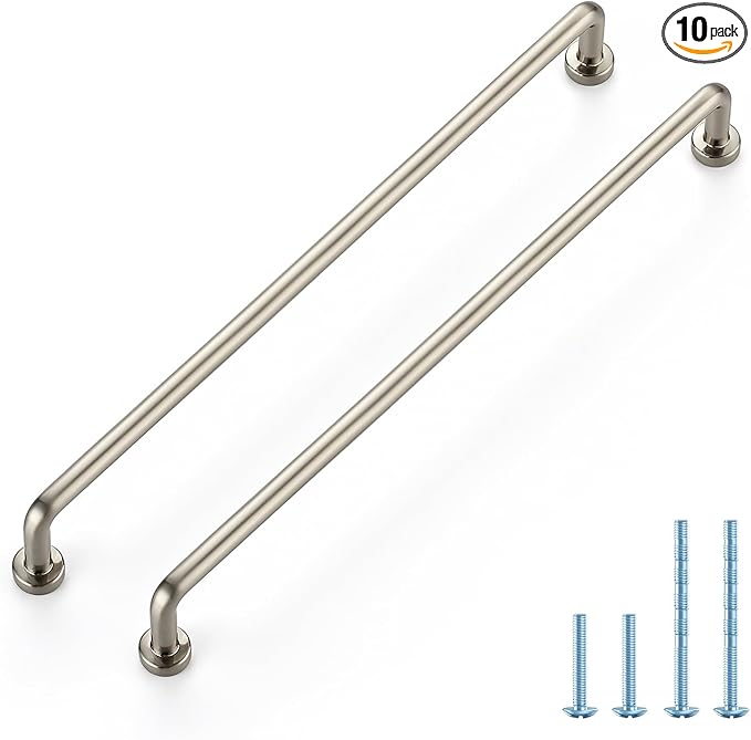 JOY DECOR Cabinet Pulls – 8-3/4 Inch Hole Center, Brushed Nickel, 10 Pack, Zinc Alloy Cabinet Handles for Drawers & Cupboard – Vintage Style Hardware for Kitchen, Bathroom, Dresser, Furniture Makeover