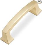 COTYKILEY 10 Pack 3 Inch(76mm) Brushed Brass Cabinet Handles Gold Kitchen Cabinet Pulls Cabinet Door Handles Kitchen Cabinet Hardware Cupboard Drawer Pulls Dresser Handles
