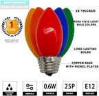 25 Pack C9 LED Replacement Christmas Light Bulbs, E17 Base Led Bulb Outdoor Christmas Lights, Waterproof Commercial Grade Holiday Decoration Replacement Bulbs for String Lights (Red)