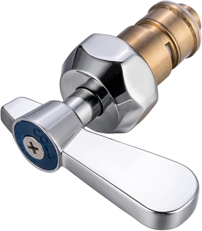 Lead-Free Faucet Handle Repalcement Valve Stem Repalcement Assembly, Commercial Faucet Parts for Kitchen Sink Faucet, Brass Constructed with Ceramic Disc, Blue for Cold