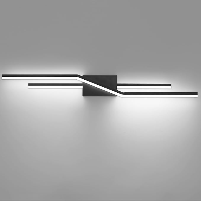 SOLFART Bathroom Lighting Fixtures Over Mirror 40 Inch Dimmable Matte Black Vanity Lights Modern Bathroom Light