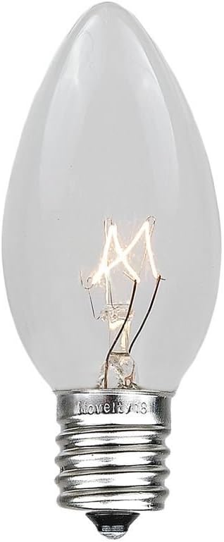 Novelty Lights Incandescent Christmas Replacement Bulbs - Indoor/Outdoor Individual Bulbs for Christmas Tree, Display, & More - C9/E17 Intermediate Base, 7 Watt Lights (Clear, 25 Pack)