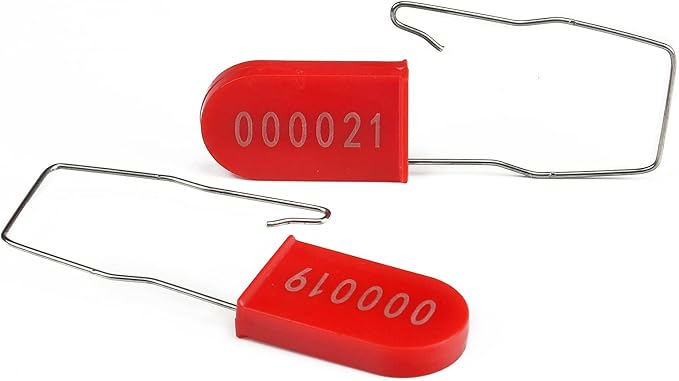 500PCS Plastic Padlock Security Seals Metal Wire Padlocks Electric Meter Seal Disposable Anti-Tamper Lock Numbered Anti Tamper Tag Hasps Red