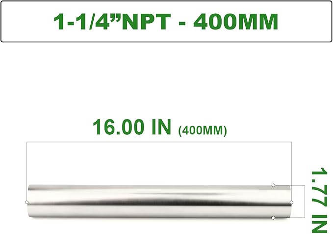 TAISHER 1PCS Stainless Steel Pipe Fittings, 1-1/4" NPT Female x 1-1/4" NPT Female Threaded, 16" Length Nipple Cast Pipe