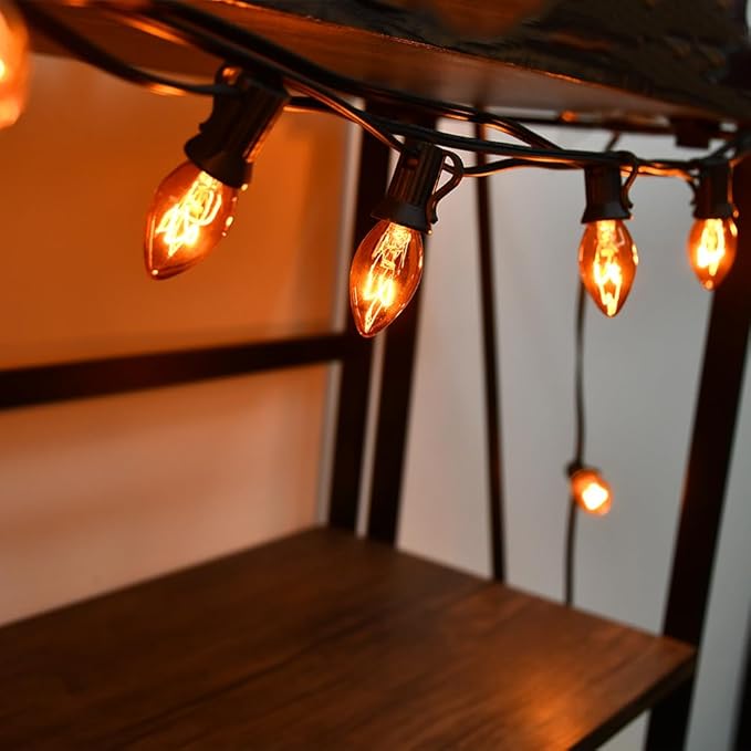 SUNSGNE 25 Pack C7 Orange Light Bulbs Halloween Christmas Replacement Bulbs, C7 Clear Orange Incandescent Light Bulbs for Outdoor Patio Xmas String Lights, E12/C7 Candelabra Base, 5 Watts