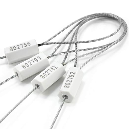 2000 pcs Pull-Tite Steel Wire Security Cable Seals Numbered Metal Truck Padlock Anti-Tamper Shipping Tags-Straps for Trailer (White)