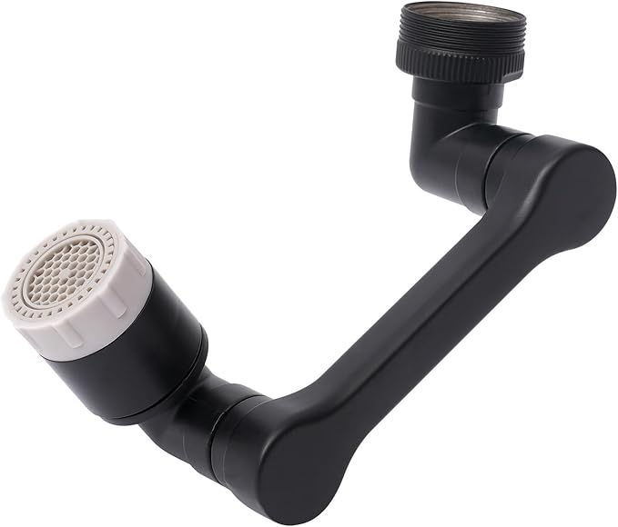 1080° Swivel Tap Extension, Swivel Robot Arm Bathroom Tap Extension, Kitchen Swivel Extension Filter with 2 Mode Splash Proofing (Long arm extender, Black)