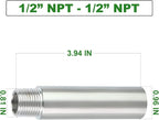 TAISHER 2PCS Stainless Steel Pipe Fittings, 1/2" NPT Male x 1/2" NPT Female Threaded, 4" Length Nipple Cast Pipe