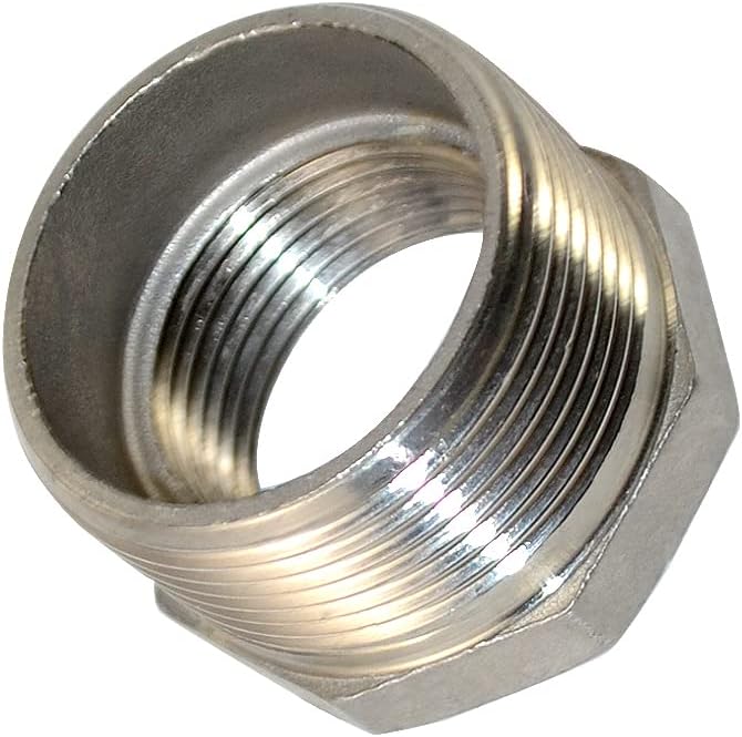 1-1/4" Male NPT to 1" Female NPT Female Reducing/Reducer Bushing Pipe Fitting,Adapter,Stainless Steel SS 304 Hex Bushing