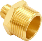 3PCS Brass Reducer Adapter, 3/8" NPT Male to 3/4" NPT Male Thread, Hex Reducing Pipe Fitting Coupler Nipple Connector for Water/Oil/Gas
