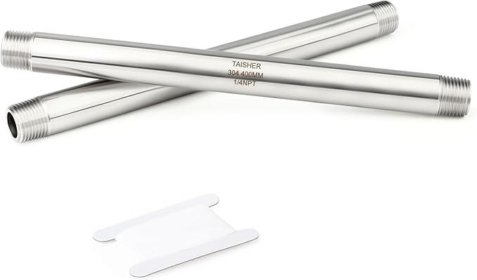 TAISHER 2PCS Stainless Steel Pipe Fittings, 1/4" NPT Male x 1/4" NPT Male Threaded, 16" Length Thickened Nipple Cast Pipe