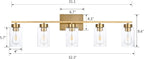 5 Light Bathroom Vanity Light Fixtures, Brushed Brass Modern Wall Lights with Clear Glass Shade, Vintage Wall Sconce Lighting for Living Room, Mirror, Bedroom, Hallway (Gold, 5-Lights)