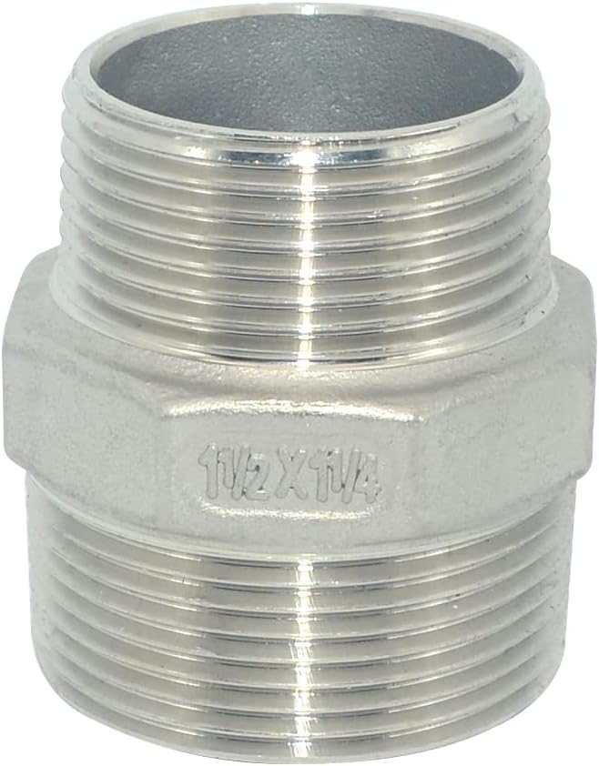 1-1/2" x 1-1/4" Male Threaded Reducing Nipple Fitting/Adapter,Stainless Steel SS304 NPT Pipe Hex Reducer