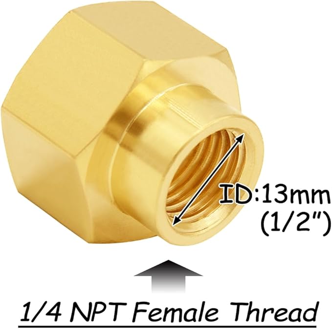 3PCS Brass Reducer Adapter, 1/4" NPT Female to 1/2" NPT Female Thread, Hex Reducing Pipe Fitting Coupler Nipple Connector for Water/Oil/Gas