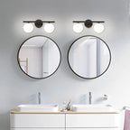 New Bathroom 2 Vanity Light Fixtures Brushed Black Milk White Globe Glass Shade Modern Wall Bar Sconce Over Mirror