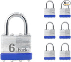 ZonRo Locks Laminated Steel Keyed Padlocks,Keyed Alike Locks, 1-9/16 inch Wide,Normal Shackle Padlocks, Pack of 6，Blue Hoop, for Hasp Latch, Sheds, Fences, Storage Locker, School, Gym…