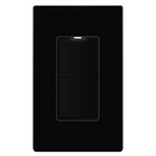 LIDER Minimalist Design Matte Finish Lighted Double Switch with Screwless Wall Plate, Combination Frameless Decorator Switch with Locator Light, Ground Terminal Single Pole, 15A 120V, UL Listed, Black