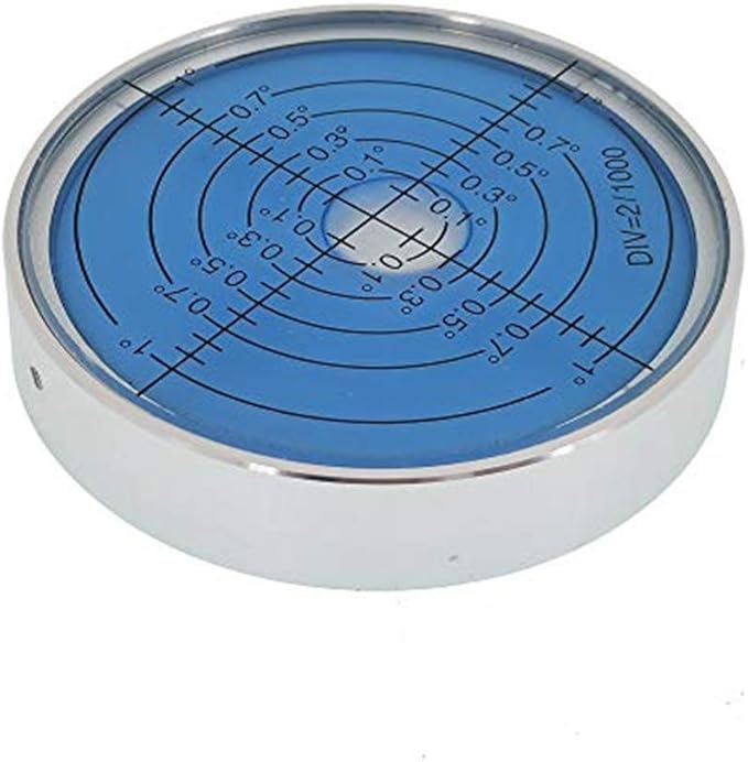 Aluminum alloy high precision horizontal bubble universal high precision small level bubble level meter circular bubble correction Convenient and quick (Silver-blue - with magnetic-luminous)