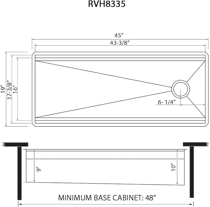 Ruvati 45-inch Two-Tiered Ledge Workstation Kitchen Sink - Undermount Kitchen Sink - 16 Gauge Stainless Steel Kitchen Sink with Brushed Finish hides scratches - RVH8335