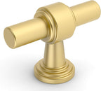 Amerdeco 10 Pack Brushed Gold Cabinet Knobs 1.46 Inch(37mm) Single Hole Cabinet Handles Rectangle Dresser Knobs Drawer Knobs and Pulls for Bathroom Cabinets ZH0069