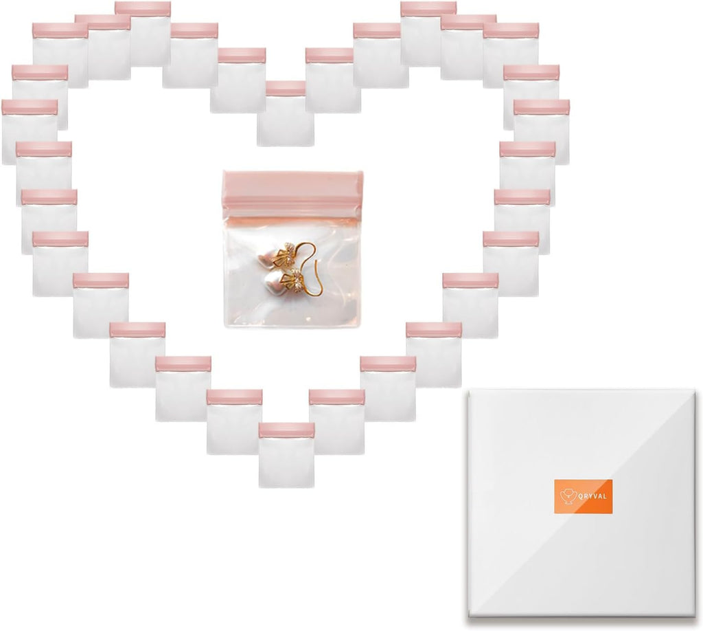 30 PCS Clear Plastic EVA Anti Tarnish Jewelry Storage Bags, Zip Ziplock Jewelry Pouches for Selling & Gift, Little Mini Travel Organizer for Ring Earing Chain Bracelet (S)