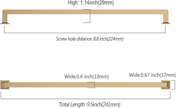 10 Pack 8.8 Inch Cabinet Handles - Champagne Bronze Cabinet Pulls for Kitchen and Dresser