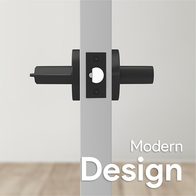 Mega Handles Ronn Entrance Entry Lever Door Handle Heavy Duty Round Locking Lever Set for Left or Right-Handed Doors, Interior/Exterior Door Levers - Matte Black