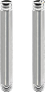 GeilSpace 3/4" x 8" Stainless Steel Pipe, 304 Pipe Nipple Fits Standard 3/4 Inch Threaded Pipes and Fittings, DIY Industrial Metal tube (2 PCS)