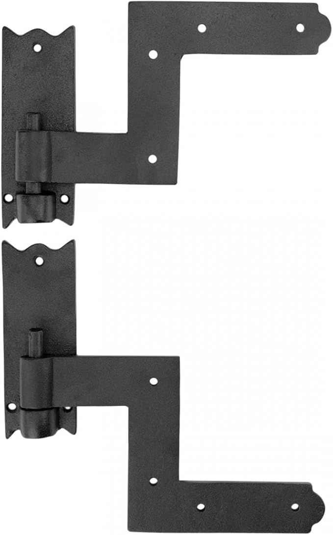 Renovators Supply Manufacturing - Heavy-Duty Black Wrought Iron Shutter Lift Off Pintle Hinges Colonial Pin Reversible for Doors, Window and Shutters with Hardware 6 1/2 Inches, Pack of 1 Pair