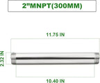 TAISHER 1PCS Stainless Steel Pipe Fittings, 2" NPT Male x 2" NPT Male Threaded, 12" Length Nipple Cast Pipe