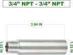 TAISHER 2PCS Stainless Steel Pipe Fittings, 3/4" NPT Male x 3/4" NPT Female Threaded, 4" Length Nipple Cast Pipe