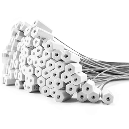 2000 pcs Pull-Tite Steel Wire Security Cable Seals Numbered Metal Truck Padlock Anti-Tamper Shipping Tags-Straps for Trailer (White)