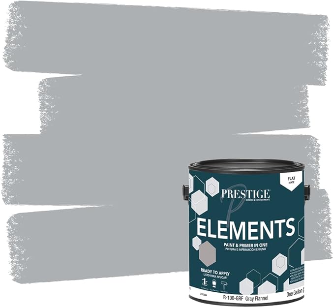 PRESTIGE Paints Elements Interior Paint and Primer in One, Flat, 1 Gallon, Gray Flannel