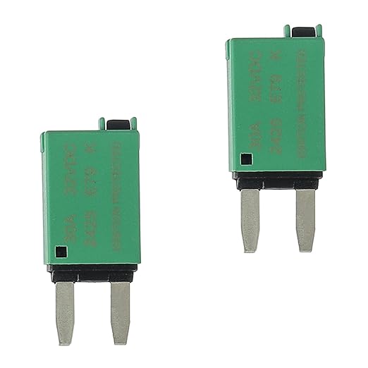 30A DC 12V-32V Manual Reset Circuit Breaker ATM Low Profile T1 Mini Blade Fuses Breakers for Car Trucks Marine Boat RV Solar and More,2 Pack